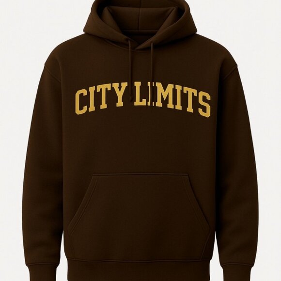CITY LIMITS Dark Brown Street Style Hoodie - Picture 2 of 2